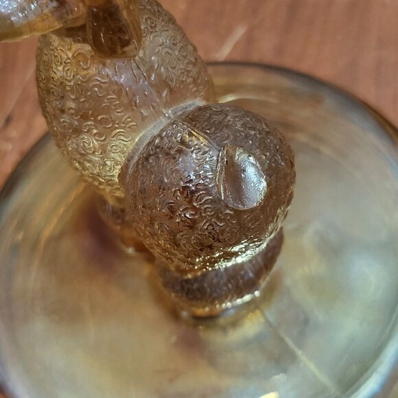 Vintage Carnival Glass Poodle Trinket Box Powder Dish Vanity Jar - Picture 11 of 11